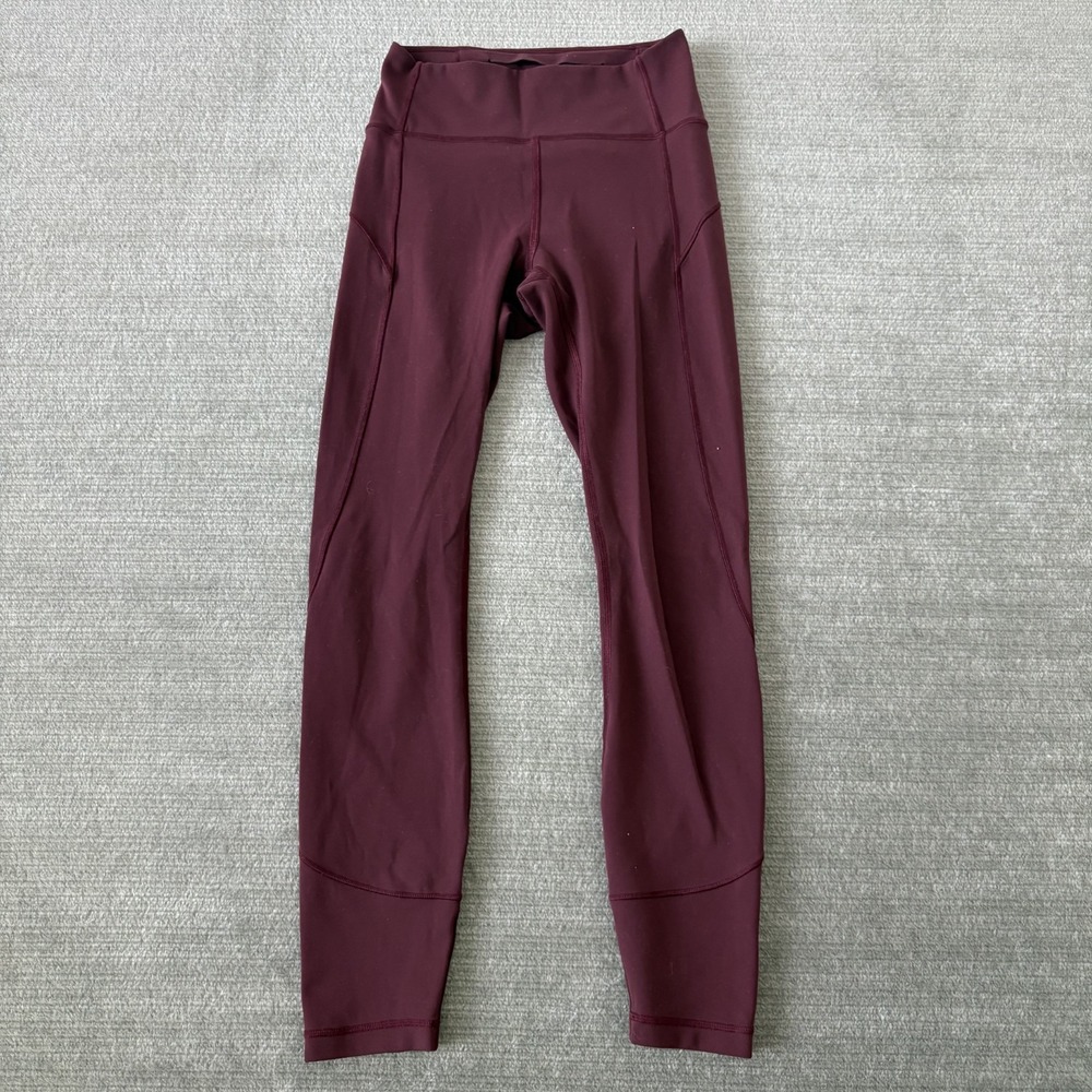 Lululemon In Movement 7/8 Tight Everlux Women 4 Burgundy 25" Inseam Stretch Yoga